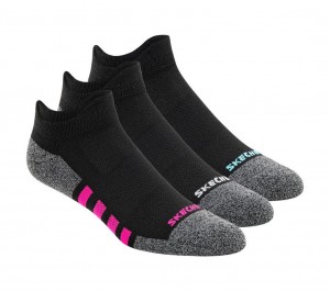 Black Skechers Work: Lowcut Heel Tab - 3 Pack Women's Socks | XPWB-49738