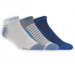 Blue Skechers 3 Pack Low Cut Terry Trainer Work Women's Socks | STWG-03574