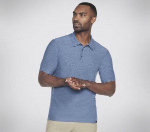 Blue Skechers Go Dri All Day Men's Polo Shirt | OUAN-47902