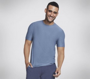 Blue Skechers Go Dri All Day Men's T-Shirt | NQRX-81263