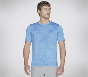 Blue Skechers Go Dri Charge Men's T-Shirt | UXWY-72940