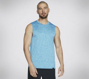 Blue Skechers Go Dri Charge Muscle Men's Tank Top | STAN-40781