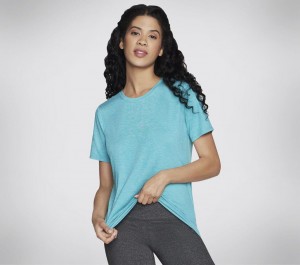 Blue Skechers Go Dri Swift Women's T-Shirt | SADJ-71803