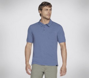 Blue Skechers Skech-breeze Slub Men's Polo Shirt | JZFC-67491