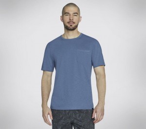 Blue Skechers Skech-breeze Slub Pocket Men's T-Shirt | ORVL-24631