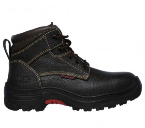 Brown Skechers Burgin - Tarlac St Men's Work Shoes | FYCZ-14735