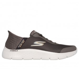 Brown Skechers Go Walk Flex - Hands Up Men's Slip On | LXQV-69520