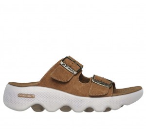 Brown Skechers Go Walk Massage Fit - Immerse Women's Sandals | GTQS-73521