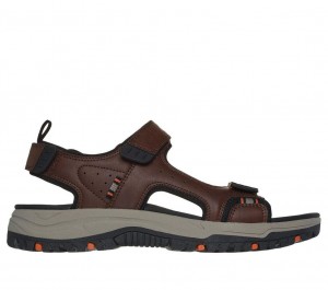 Brown Skechers Relaxed Fit: Prewitt - Rigdon Men's Sandals | SVPQ-80216