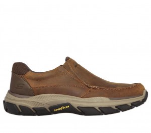 Brown Skechers Relaxed Fit: Respected - Catel Men's Slip On | EDVH-54176