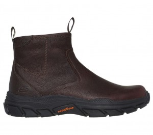 Brown Skechers Relaxed Fit: Respected - Evanston Men's Boots | LIJB-68907