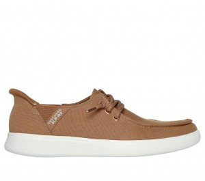 Brown Skechers Slip-ins: Bobs Skip Cute - Spot Twist Women's Boat Shoes | IHPA-61492