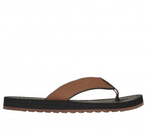 Brown Skechers Tantric - Copano Men's Sandals | IJZP-85639