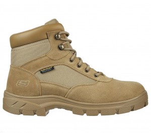 Brown Skechers Work Relaxed Fit: Wascana - Millit Wp Men's Boots | ZPYK-87650