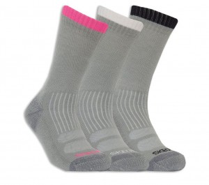 Grey Skechers 3 Pack Half Terry Work Crew Women's Socks | DGPO-12536