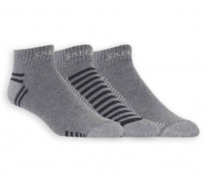 Grey Skechers 3 Pack Low Cut Terry Trainer Work Women's Socks | PWKF-90425