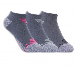 Grey Skechers 3 Pack No Show Microfiber Women's Socks | DVNQ-35264