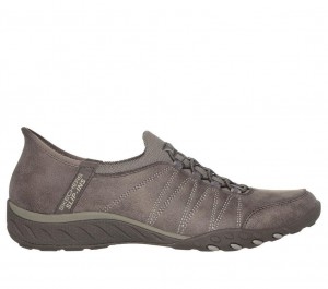 Grey Skechers Breathe-easy - Home-body Women's Slip On | XEID-62059