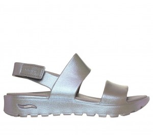 Grey Skechers Foamies: Arch Fit - Footsteps - Shiny Chic Women's Sandals | HFUR-27495