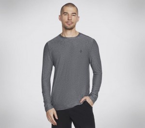 Grey Skechers Go Dri All Day Ls Diamond Men's T-Shirt | YPXN-85712