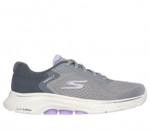 Grey Skechers Go Walk 7 - Cosmic Waves Women's Sneakers | DPKZ-08416