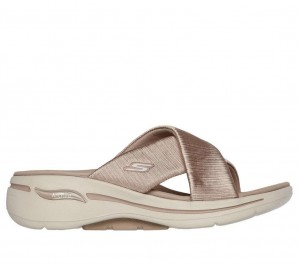 Grey Skechers Go Walk Arch Fit - Glaring Women's Sandals | CZVF-49306