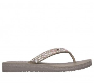 Grey Skechers Meditation - Dancing Daisy Women's Sandals | VWNK-03649