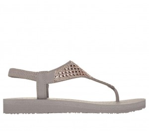 Grey Skechers Meditation - Rockstar Women's Sandals | GKIE-20157