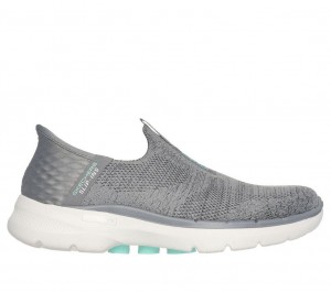 Grey Skechers Slip-ins: Go Walk 6 - Fabulous View Women's Sneakers | EROP-49358