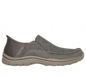 Khaki Skechers Slip-ins Relaxed Fit: Expected - Cayson Men's Boat Shoes | FJTV-65890