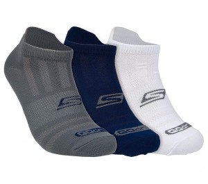 Navy Skechers 3 Pack Low Cut Godri Men's Socks | ZPSI-61597