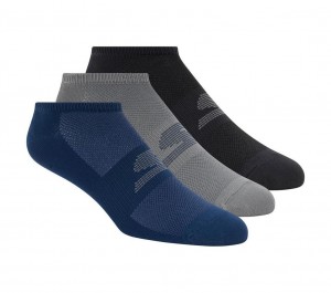 Navy Skechers 3 Pack No Show Stretch Men's Socks | DXJT-81794