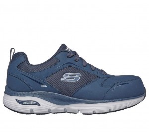 Navy Skechers Arch Fit Sr - Angis Comp Toe Men's Work Shoes | XCDW-32178