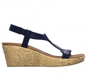 Navy Skechers Beverlee - Date Glam Women's Sandals | ILBQ-63598