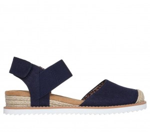 Navy Skechers Bobs Desert Kiss - Sun Shining Women's Sandals | FSBV-59037