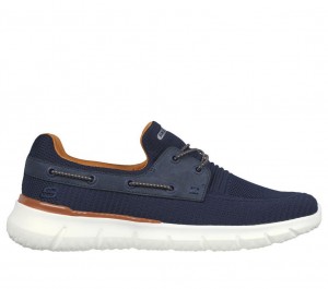 Navy Skechers Del Retto - Clean Slate Men's Boat Shoes | RFYJ-17498