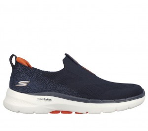 Navy Skechers Go Walk 6 Men's Slip On | FXCU-70431