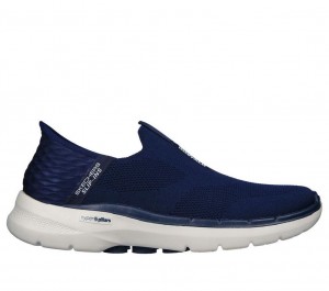 Navy Skechers Go Walk 6 - Easy On Men's Slip On | BOSX-89170