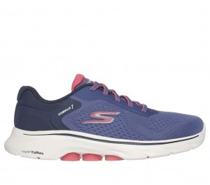 Navy Skechers Go Walk 7 - Cosmic Waves Women's Sneakers | VKNE-91657