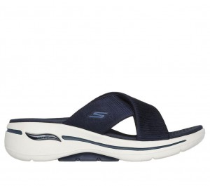 Navy Skechers Go Walk Arch Fit - Glaring Women's Sandals | TRNK-57389