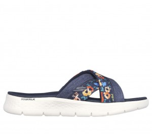 Navy Skechers Go Walk Flex - Blossoms Women's Sandals | NBYE-51896