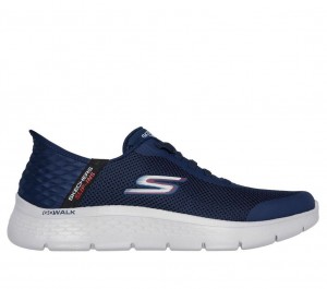 Navy Skechers Go Walk Flex - Hands Up Men's Slip On | VAWK-07156