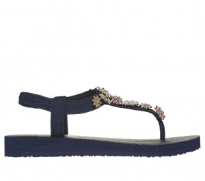 Navy Skechers Meditation - Happy Daisies Women's Sandals | ATZL-46852