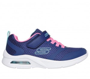 Navy Skechers Microspec Max - Racer Gal Girls' Sneakers | THCF-52640