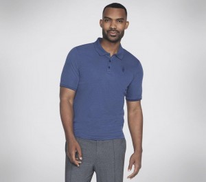 Navy Skechers Off Duty Men's Polo Shirt | CJXW-52416