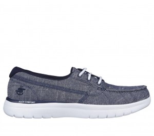 Navy Skechers On The Go Flex - Ashore Women's Boat Shoes | NJUH-15907