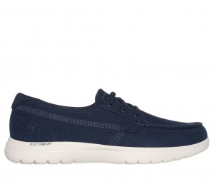 Navy Skechers On The Go Flex - Catalina Women's Boat Shoes | HXOE-37248