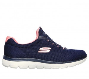 Navy Skechers Summits - Cool Classic Women's Sneakers | SYZB-70419