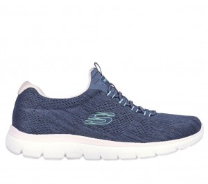 Navy Skechers Summits - Fun Flair Women's Sneakers | NMHC-73126