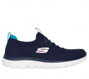 Navy Skechers Summits - Top Player Women's Sneakers | VTZH-74193